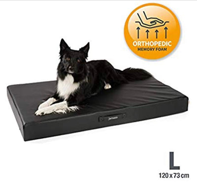 B-Ware: PDB1017, Premium Hunde-Matratze, Deluxe Kunstleder, 2-Lagen Orthopädische HundeMatte ★ Memory Foam, S/M/L, braun grau schwarz