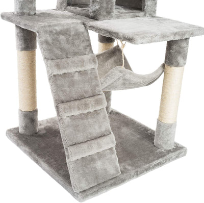 PCT3002 Katzen Kratzbaum 133cm/H Stabiler Kletterbaum Spielbaum mit Extra-Soft Plüsch und Höhle Hängematte Röhre
