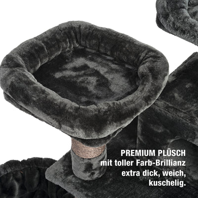 PCT6002, Premium Quality, XXL Premium Kratzbaum Höhe 160 cm, 11cm dicke Stämme, Dicke Bodenplatte, Sehr stabil, Weiches Kuschel-Plüsch, grau braun beige ...