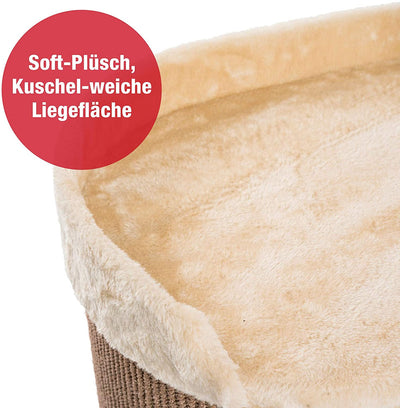 B-Ware: PCT6007 - JAMAXX 2-in-1 Kratzbaum mit integrierter Kratztonne (mit Sisal bezogen), H 115cm, Stabil, Weich, Kuschelig, Farbe beige