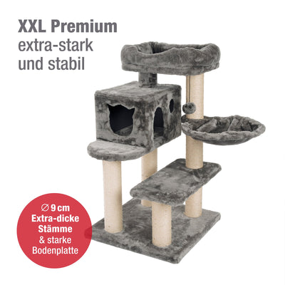 B-Ware: PCT6008, Premium Katzenbaum XXL H90cm, Stabil, Extra-Starke Bodenplatte und Dicke Stämme, Kuschelig-Weiches Soft-Plüsch, Höhle und Kuschel-Körbchen, PCT6008