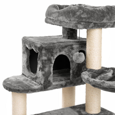 PCT6008, Premium Katzenbaum XXL H90cm, Stabil, Extra-Starke Bodenplatte und Dicke Stämme, Kuschelig-Weiches Soft-Plüsch, Höhle und Kuschel-Körbchen, PCT6008