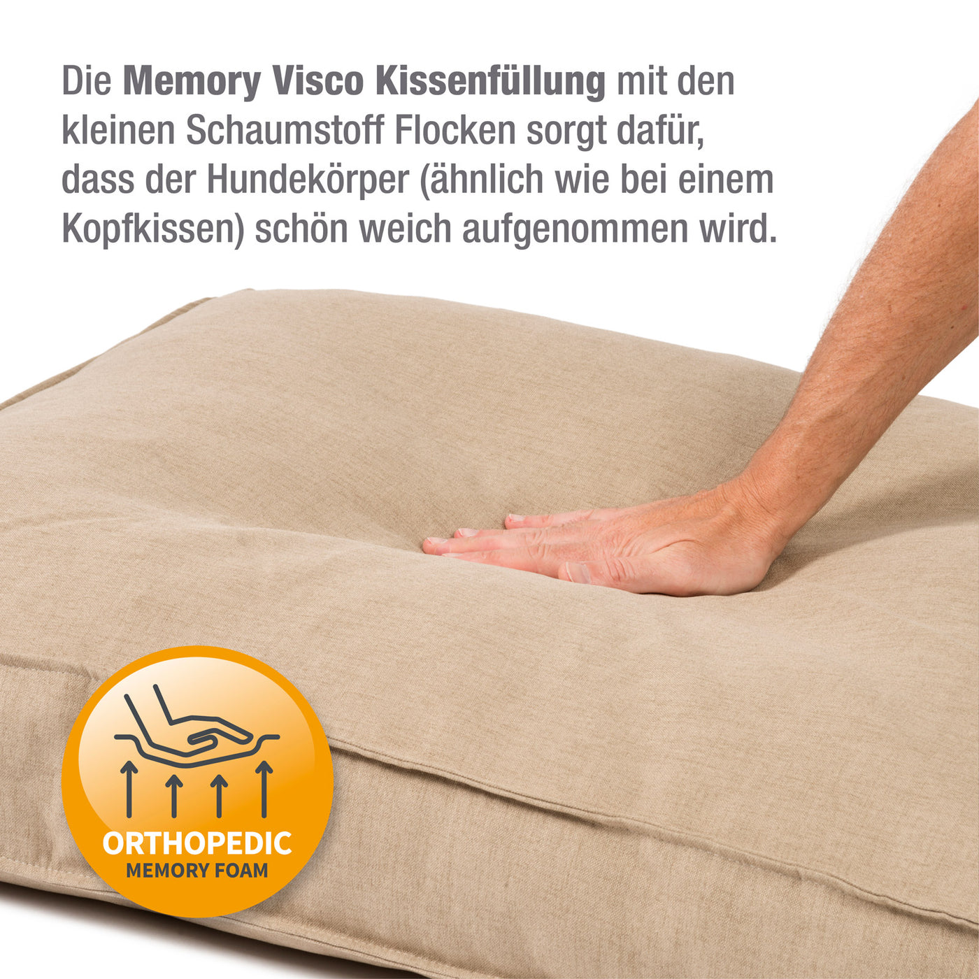 Hundekissen / Hundebett mit Memory Visco Kissenfüllung, stabil und weich