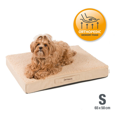 B-Ware: PDB1012, Orthopädische Hunde-Matratze, orthopädische 2-Lagen Matratze, Bezug waschbar, Hundekissen mit ★ Memory Foam, S/M/L, grau braun ...