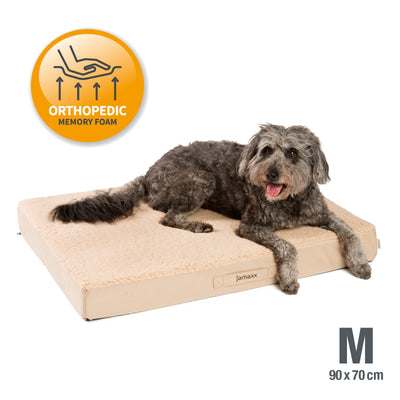 B-Ware: PDB1012, Orthopädische Hunde-Matratze, orthopädische 2-Lagen Matratze, Bezug waschbar, Hundekissen mit ★ Memory Foam, S/M/L, grau braun ...