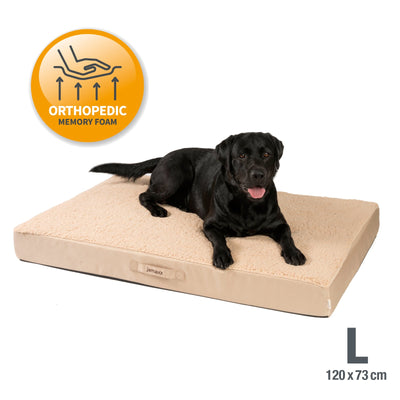 B-Ware: PDB1012, Orthopädische Hunde-Matratze, orthopädische 2-Lagen Matratze, Bezug waschbar, Hundekissen mit ★ Memory Foam, S/M/L, grau braun ...