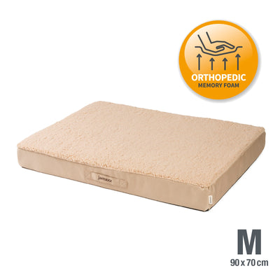 B-Ware: PDB1012, Orthopädische Hunde-Matratze, orthopädische 2-Lagen Matratze, Bezug waschbar, Hundekissen mit ★ Memory Foam, S/M/L, grau braun ...