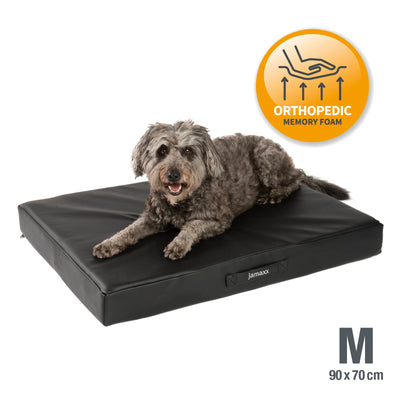 B-Ware: PDB1017, Premium Hunde-Matratze, Deluxe Kunstleder, 2-Lagen Orthopädische HundeMatte ★ Memory Foam, S/M/L, braun grau schwarz