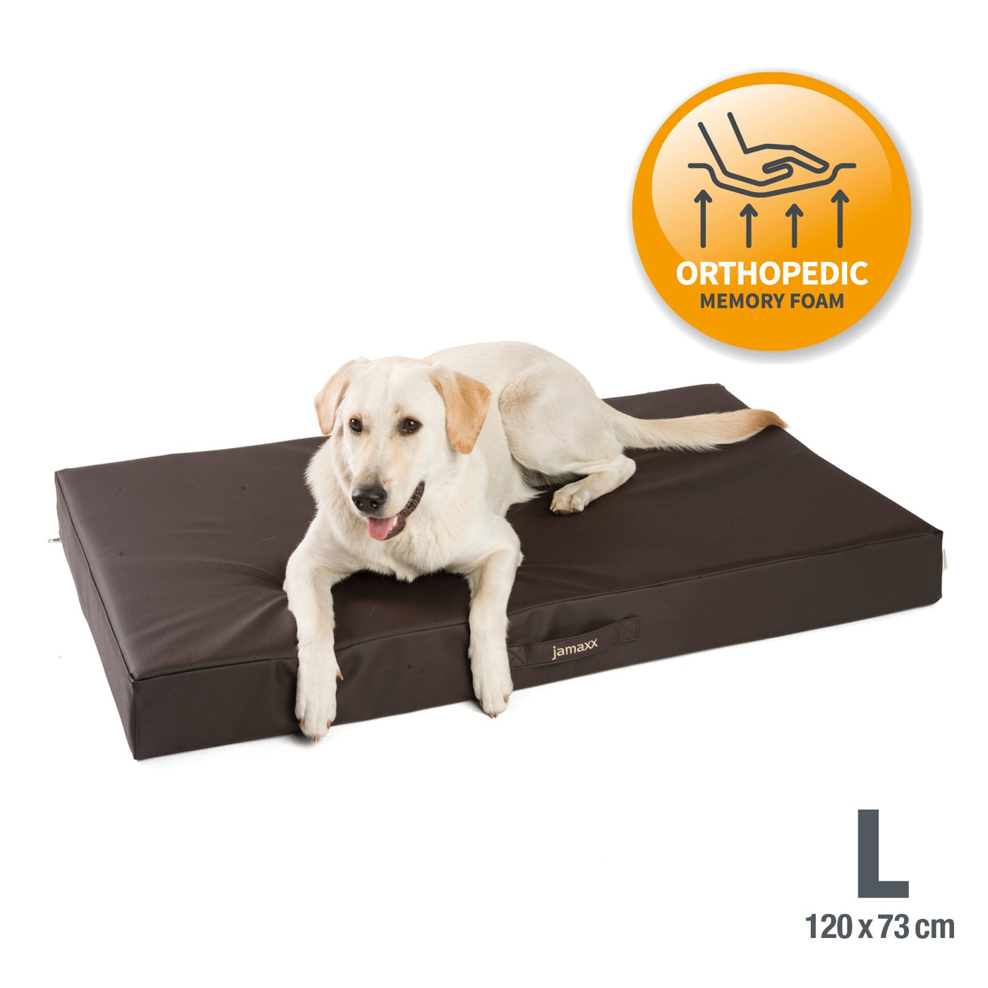 B-Ware: PDB1017, Premium Hunde-Matratze, Deluxe Kunstleder, 2-Lagen Orthopädische HundeMatte ★ Memory Foam, S/M/L, braun grau schwarz