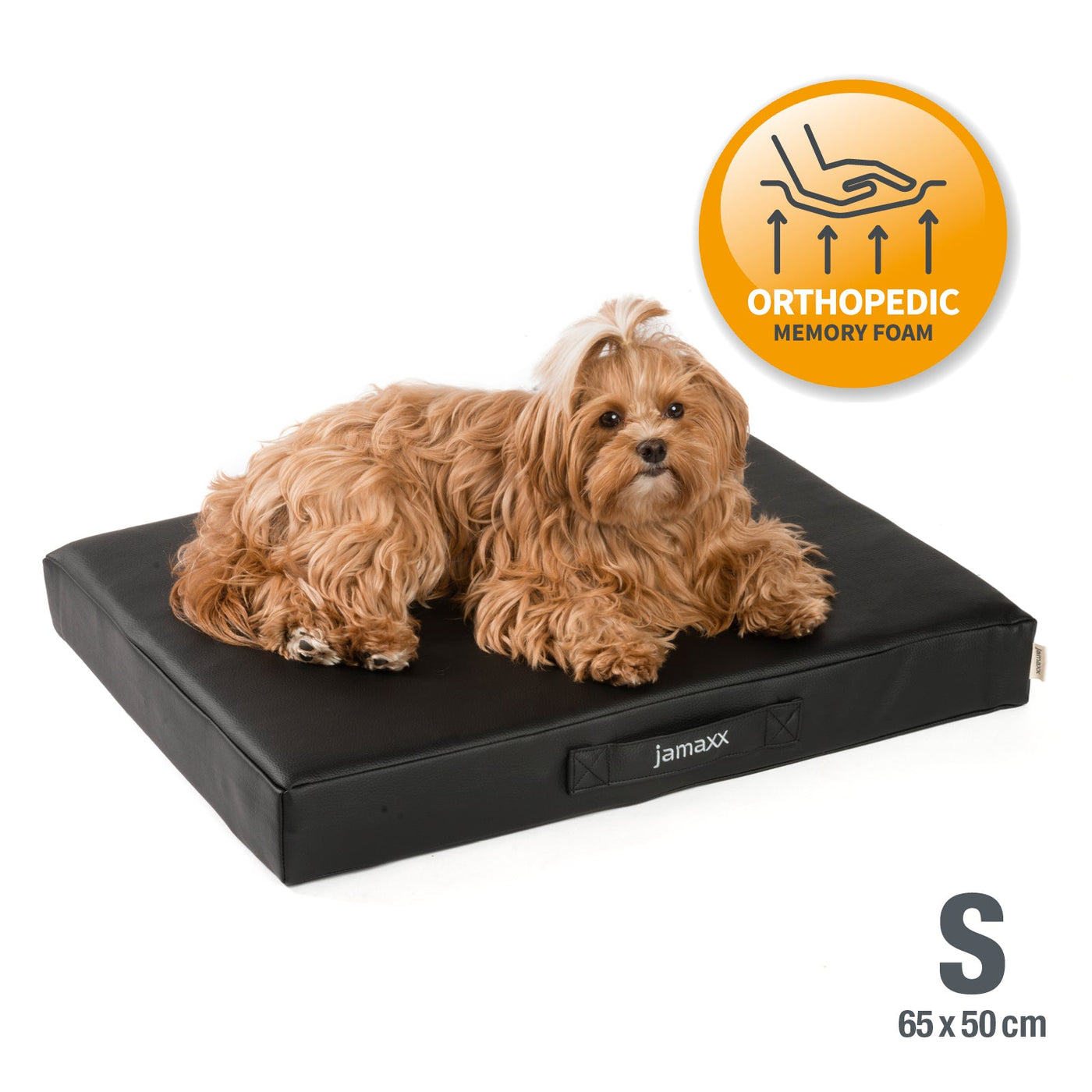 B-Ware: PDB1017, Premium Hunde-Matratze, Deluxe Kunstleder, 2-Lagen Orthopädische HundeMatte ★ Memory Foam, S/M/L, braun grau schwarz