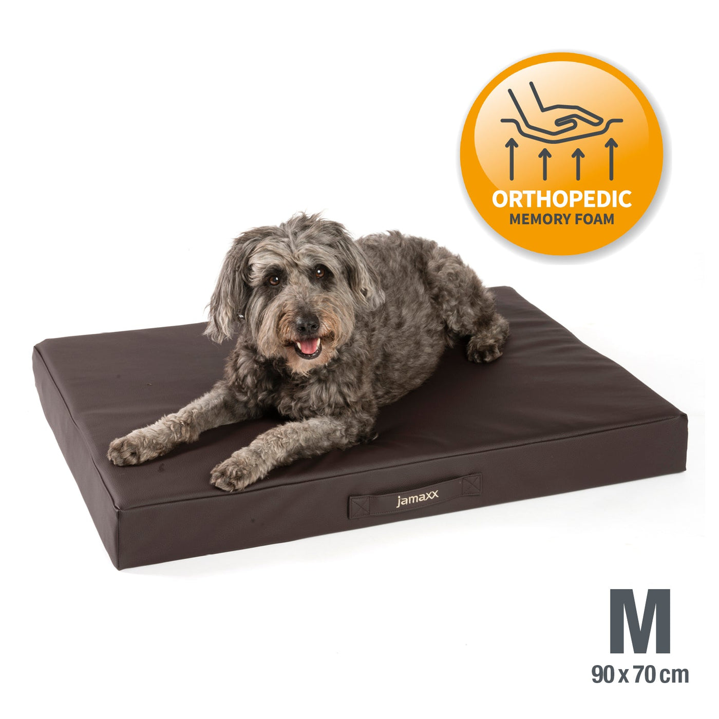 B-Ware: PDB1017, Premium Hunde-Matratze, Deluxe Kunstleder, 2-Lagen Orthopädische HundeMatte ★ Memory Foam, S/M/L, braun grau schwarz