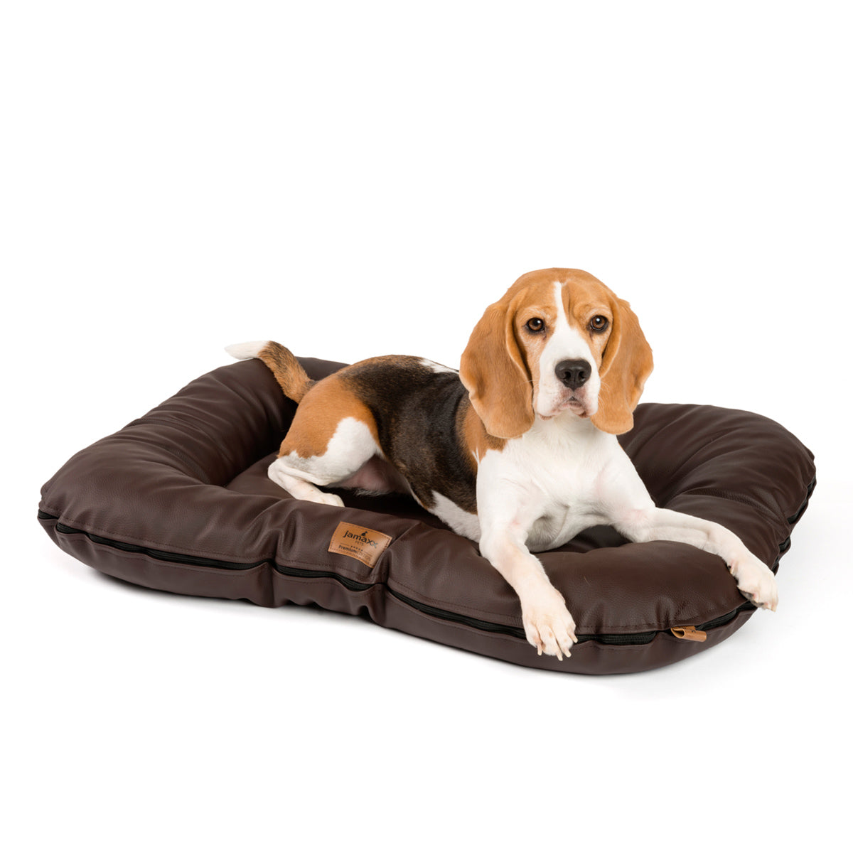 B-Ware: PDB1020 LUXURY,  Premium Hunde-Matte, Deluxe Kunstleder, Hundekissen orthopädisch ★ Memory Foam, M+L, grau schwarz braun