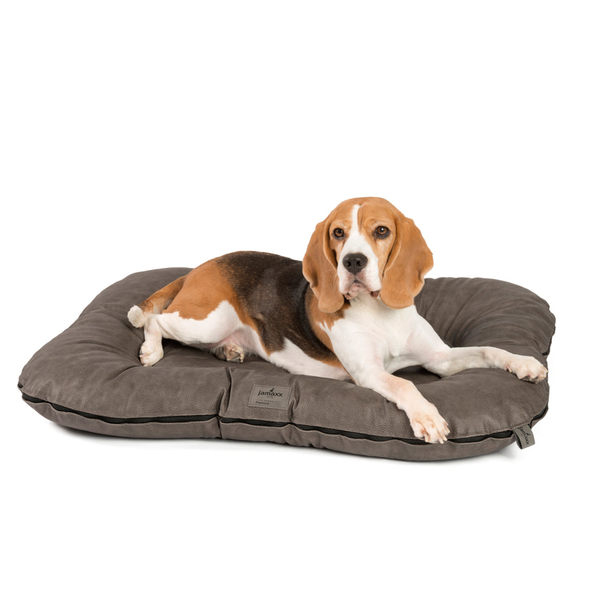 B-Ware: PDB1020 LUXURY,  Premium Hunde-Matte, Deluxe Kunstleder, Hundekissen orthopädisch ★ Memory Foam, M+L, grau schwarz braun