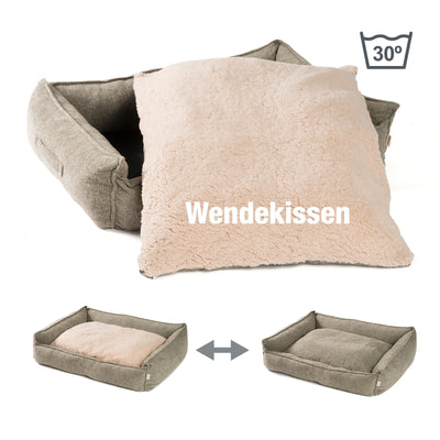 Kuscheliges Hundebett mit Wendekissen, waschbar, Wendekissen