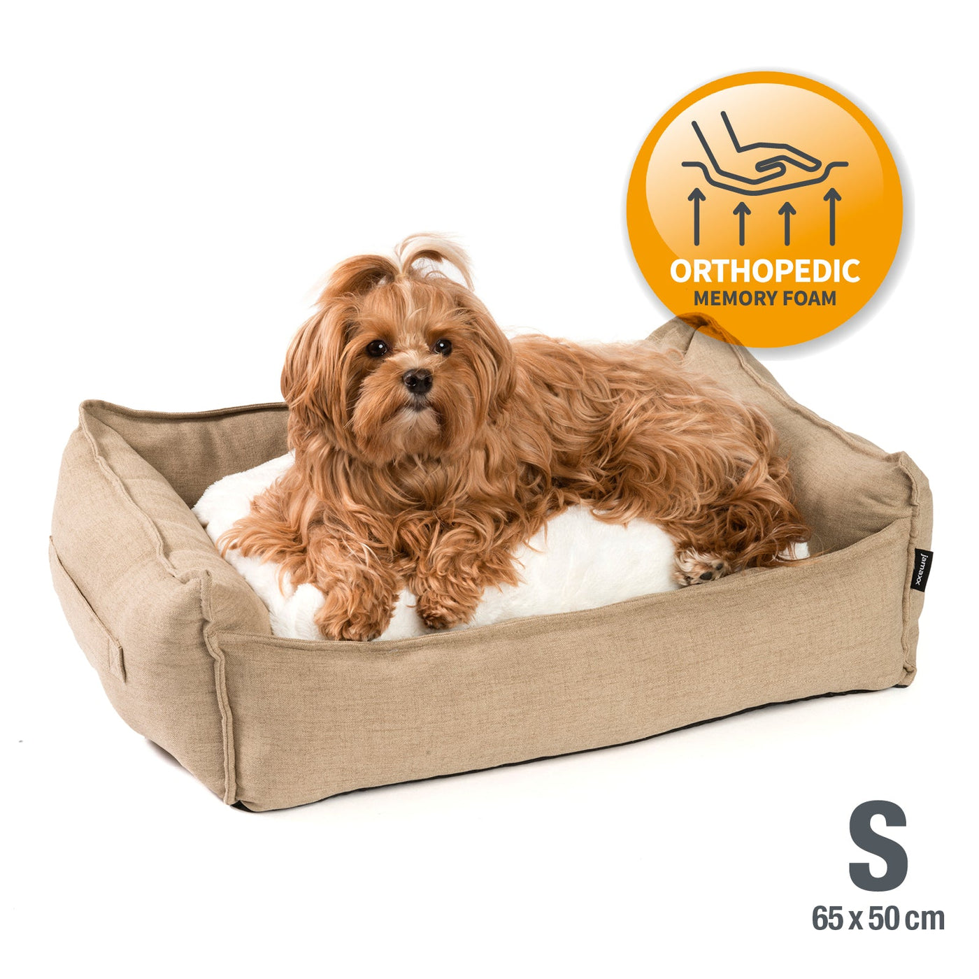 B-Ware: PDB2006, Premium Hundebett ,Edle Leinen-Optik, Orthopädische Memory Foam Visco Füllung, grau / braun