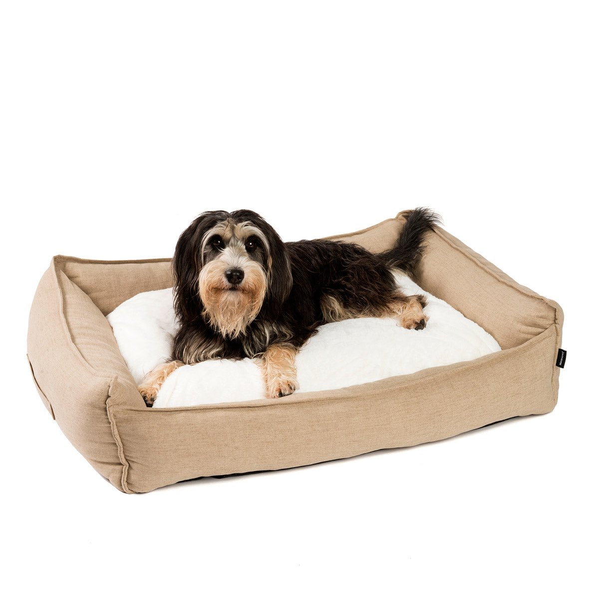 B-Ware: PDB2006, Premium Hundebett ,Edle Leinen-Optik, Orthopädische Memory Foam Visco Füllung, grau / braun