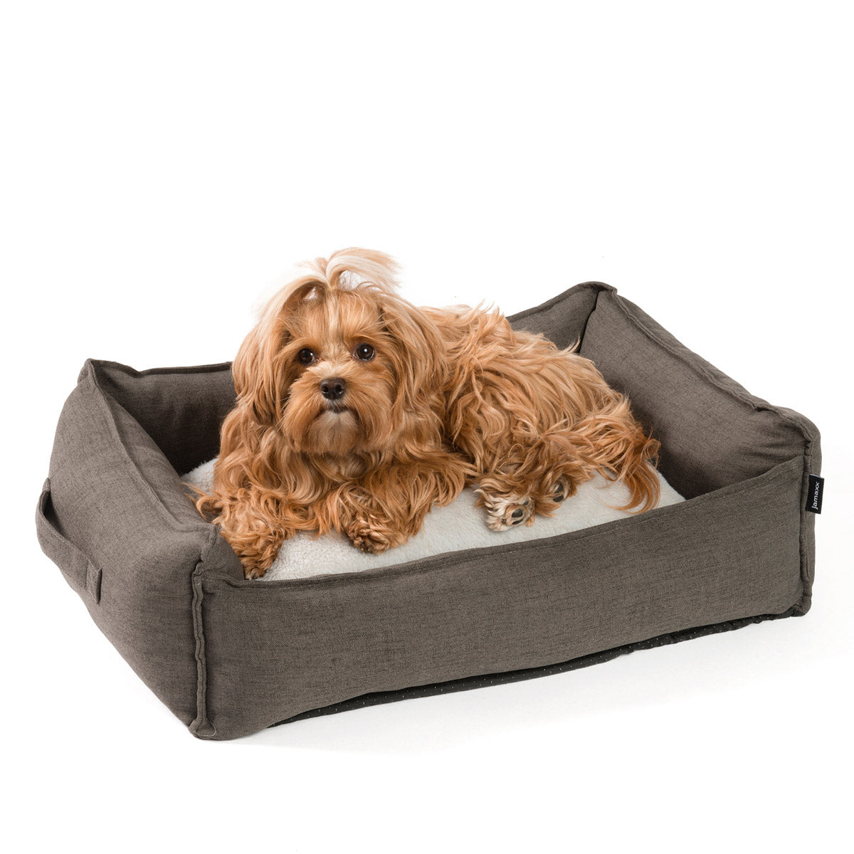 B-Ware: PDB2006, Premium Hundebett ,Edle Leinen-Optik, Orthopädische Memory Foam Visco Füllung, grau / braun