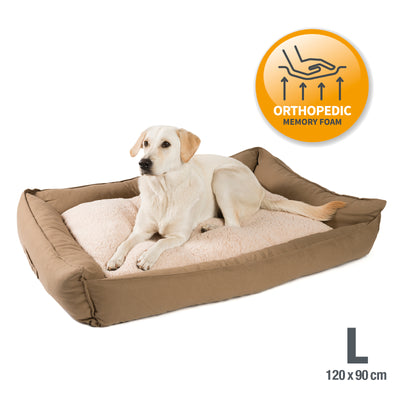 Hundebett / Hunde-Sofa mit Wendekissen, orthopädische Füllung, waschbar, Größe L