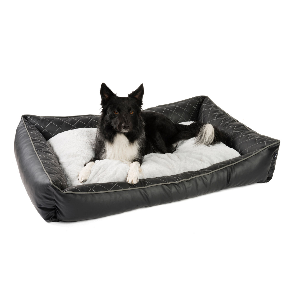 B-Ware: PDB2011 - Premium Hundebett Kunstleder mit Orthopädischer Memory Visco Füllung