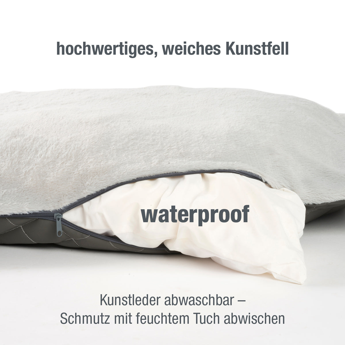 B-Ware: PDB2011 - Premium Hundebett Kunstleder mit Orthopädischer Memory Visco Füllung