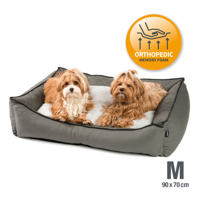 B-Ware: PDB2011 - Premium Hundebett Kunstleder mit Orthopädischer Memory Visco Füllung