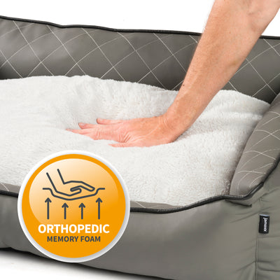 Hundebett aus Kunstleder mit Steppnähten, orthopädische Füllung, formstabil