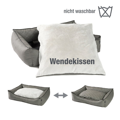 B-Ware: PDB2011 - Premium Hundebett Kunstleder mit Orthopädischer Memory Visco Füllung