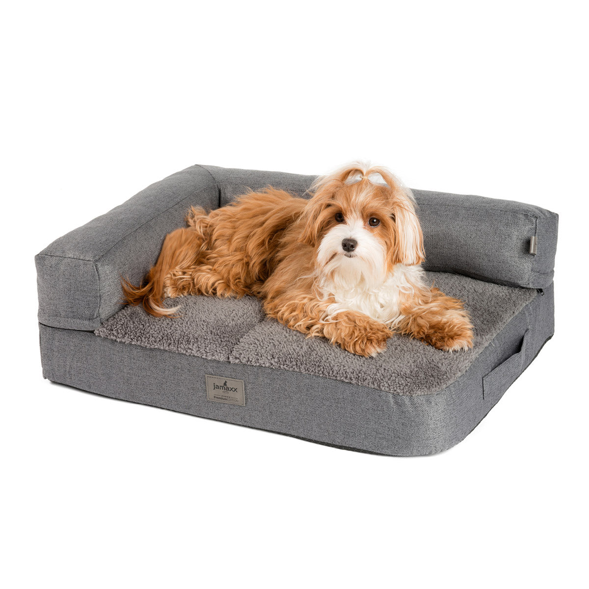 Premium Hundesofa mit abnehmbaren Seitenpolster, grau
