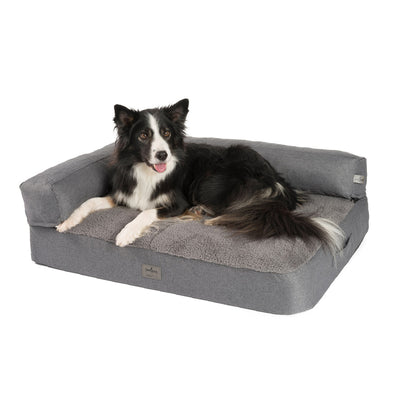 Premium Hundesofa mit abnehmbaren Seitenpolster, grau, orthopädisch