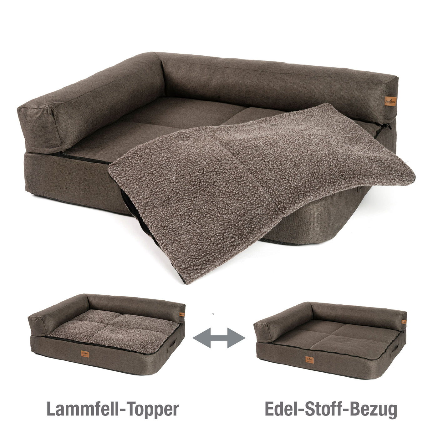 4-in-1 Hundesofa / Hundebett, waschbar, ergonomisch, bis 3XL – jamaxx-pets