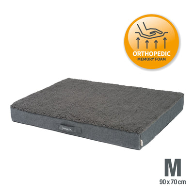 B-Ware: PDB1012, Orthopädische Hunde-Matratze, orthopädische 2-Lagen Matratze, Bezug waschbar, Hundekissen mit ★ Memory Foam, S/M/L, grau braun ...