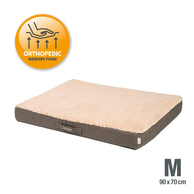 B-Ware: PDB1012, Orthopädische Hunde-Matratze, orthopädische 2-Lagen Matratze, Bezug waschbar, Hundekissen mit ★ Memory Foam, S/M/L, grau braun ...