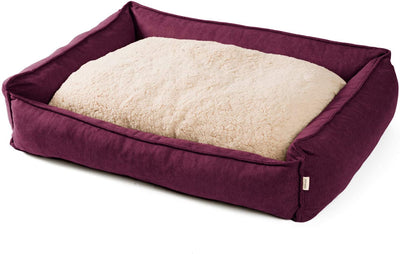 B-Ware: PDB2002, Premium Hundebett, Kuscheliges Hundekörbchen mit Fell-Wendekissen, Hundekorb waschbar, Orthopädisch ★  Memory Foam Flocken, S/M/L braun grau