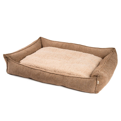 B-Ware: PDB2004, Premium Hundebett mit Wendekissen, Edler Chinelle Stoff, waschbar - Orthopädisch ★ Memory Foam Flocken, S/M/L, braun, grau, ...