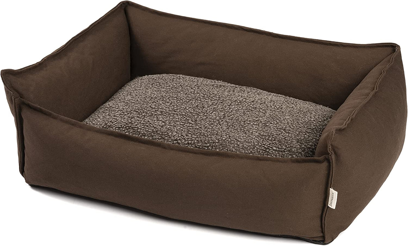 B-Ware: PDB2008, Premium Hundebett, orthopädisches Hundekissen mit Memory Foam Füllung, Waschbares Hundekörbchen, S/M/L, braun grau Schoko