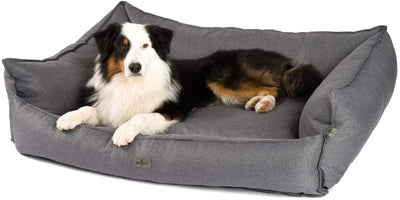 Hunde-Sofa aus hochwertigem OEKOTEX zertifizierten Stoff mit extra hohen Seiten gegen Zugluft und einer orthopädischen Schaumstofffüllung