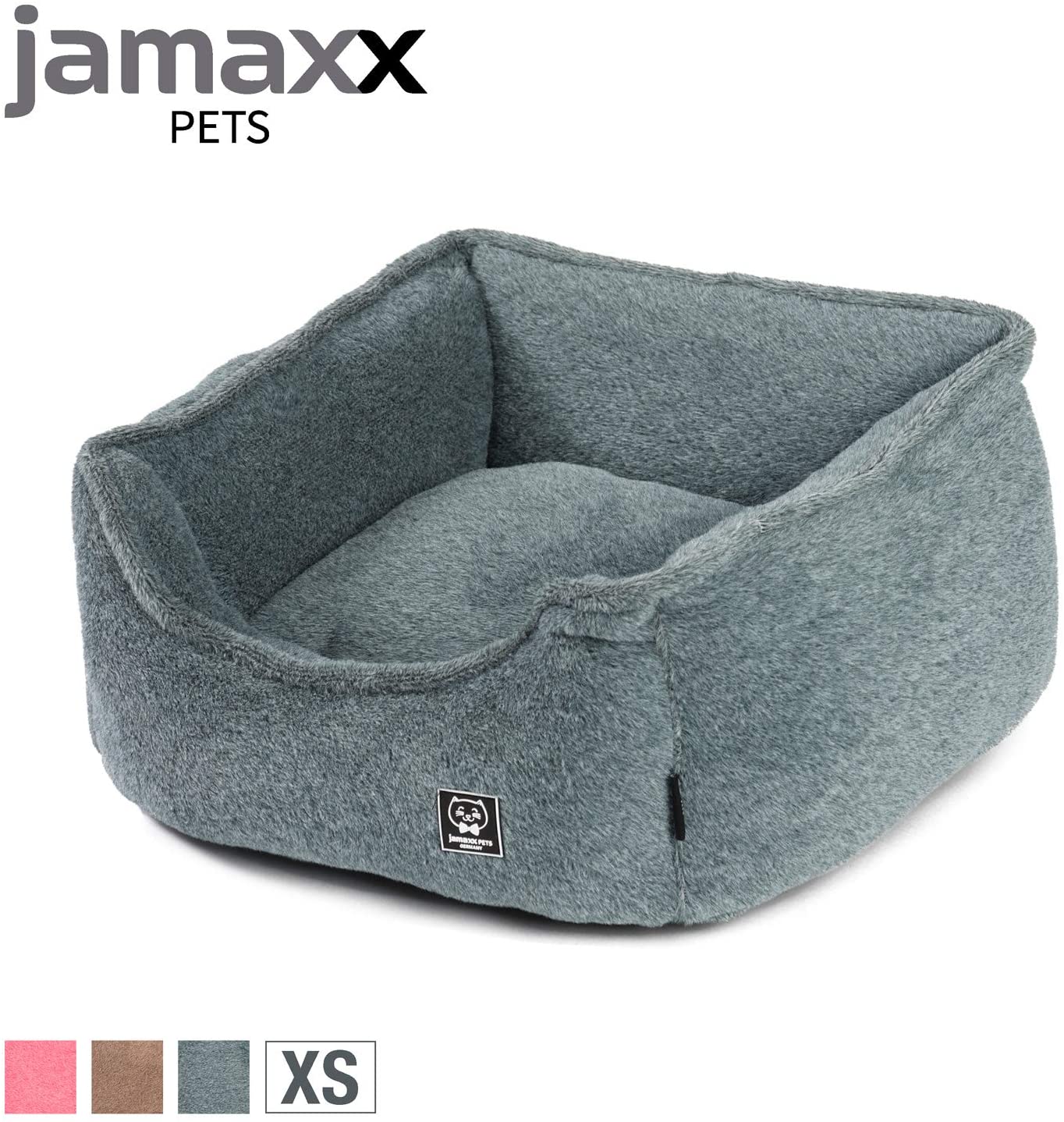 Katzenkorb grau von Jamaxx Pets, extra-hohe Seitenränder, drei Farben