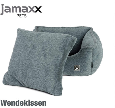 Katzenkorb grau von Jamaxx Pets, extra-hohe Seitenränder, drei Farben, Wendekissen