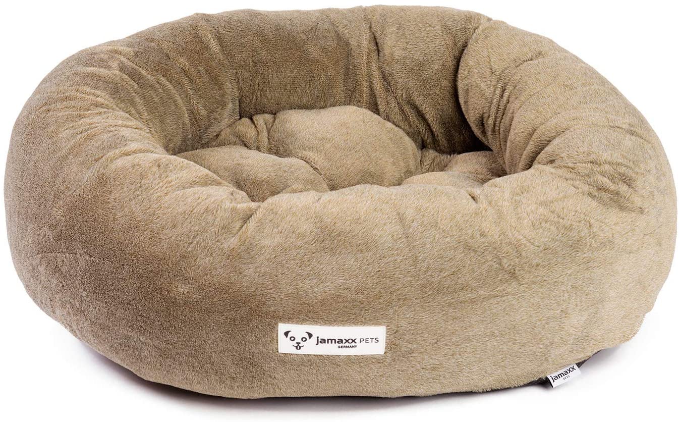 B-Ware: PDB2083, Super-Soft Donut Hundebett Hundekissen in trendigen Fashion Farben - Körbchen mit flauschig weicher Komfort-Polsterung Hundekörbchen Waschbar Hundekorb, S/M grau braun pink ...