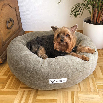 B-Ware: PDB2083, Super-Soft Donut Hundebett Hundekissen in trendigen Fashion Farben - Körbchen mit flauschig weicher Komfort-Polsterung Hundekörbchen Waschbar Hundekorb, S/M grau braun pink ...