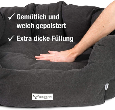 B-Ware: PDB2087,  Ovales Hundebett mit Komfort-Füllung, Bezug Waschbar, Vintage Canvas Stoff, Hunde-Korb Körbchen mit Hohen Seitenwänden