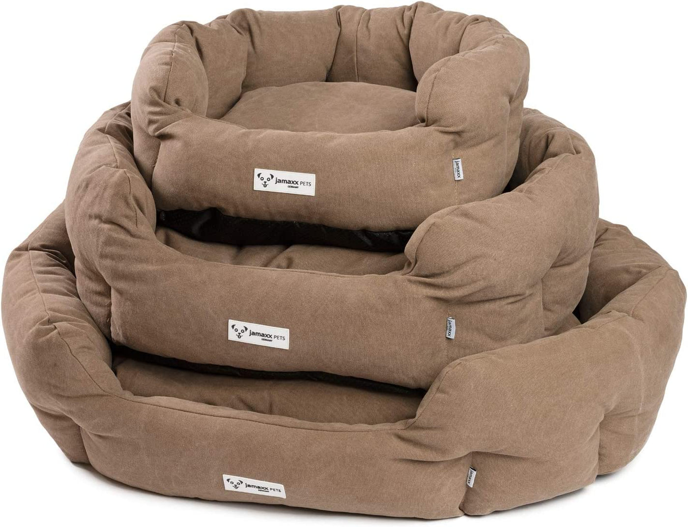 Ovales Hundebett mit extra dicker Füllung, hohen Rändern, braun, waschbar, S - M - L