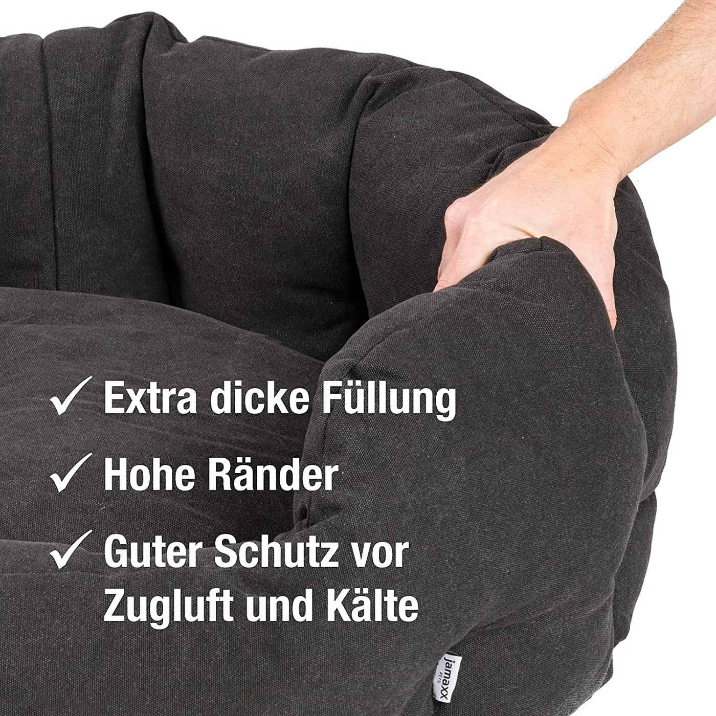 B-Ware: PDB2087,  Ovales Hundebett mit Komfort-Füllung, Bezug Waschbar, Vintage Canvas Stoff, Hunde-Korb Körbchen mit Hohen Seitenwänden
