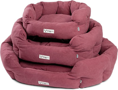 B-Ware: PDB2087,  Ovales Hundebett mit Komfort-Füllung, Bezug Waschbar, Vintage Canvas Stoff, Hunde-Korb Körbchen mit Hohen Seitenwänden