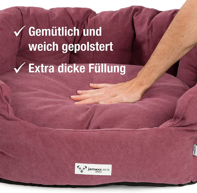PDB2087,  Ovales Hundebett mit Komfort-Füllung, Bezug Waschbar, Vintage Canvas Stoff, Hunde-Korb Körbchen mit Hohen Seitenwänden