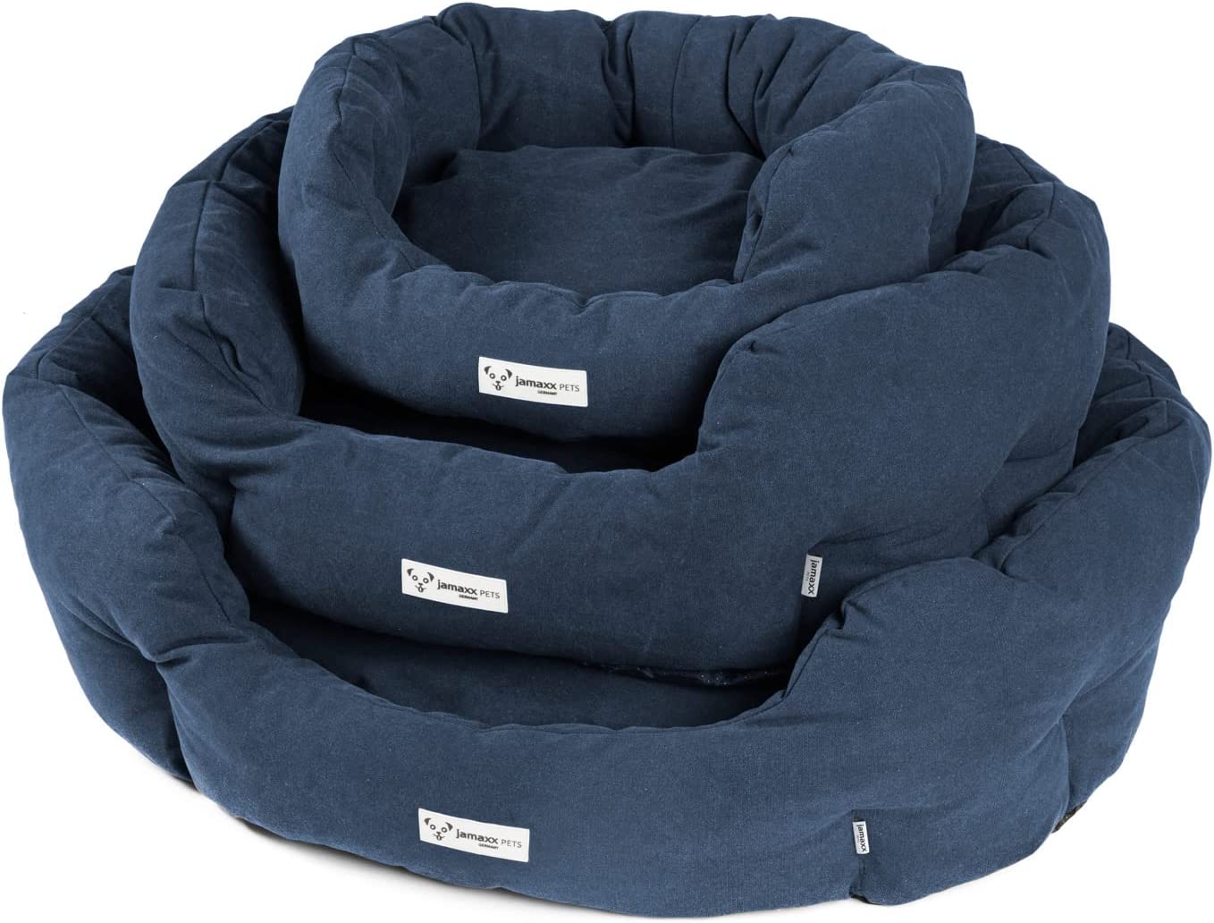 B-Ware: PDB2087,  Ovales Hundebett mit Komfort-Füllung, Bezug Waschbar, Vintage Canvas Stoff, Hunde-Korb Körbchen mit Hohen Seitenwänden