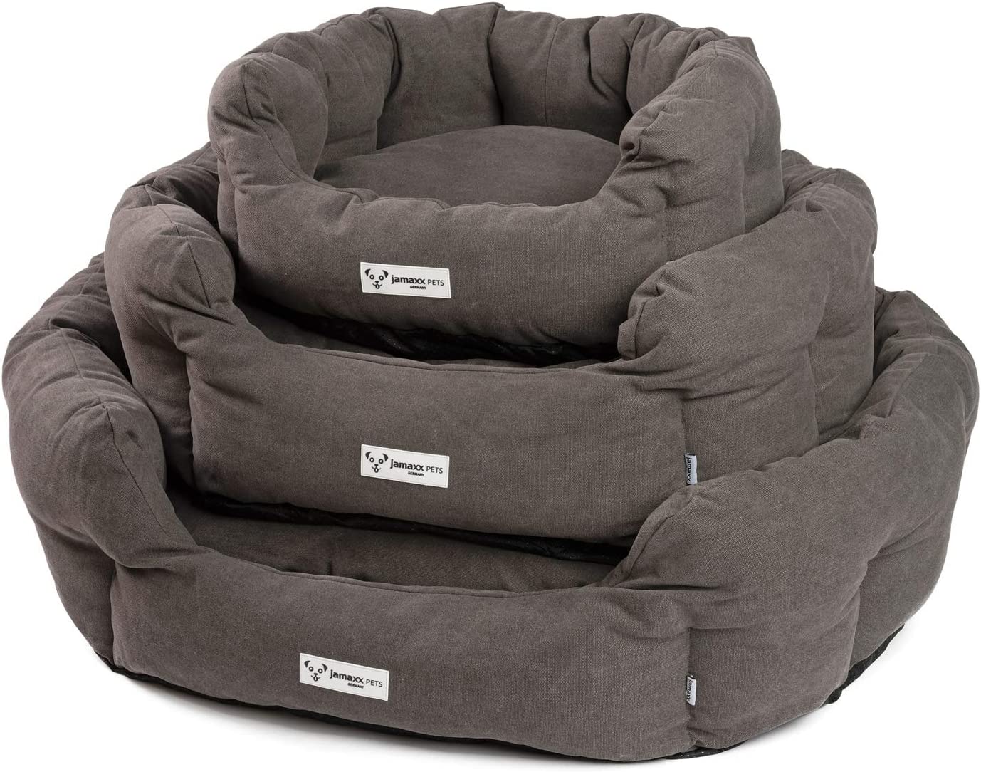 B-Ware: PDB2087,  Ovales Hundebett mit Komfort-Füllung, Bezug Waschbar, Vintage Canvas Stoff, Hunde-Korb Körbchen mit Hohen Seitenwänden