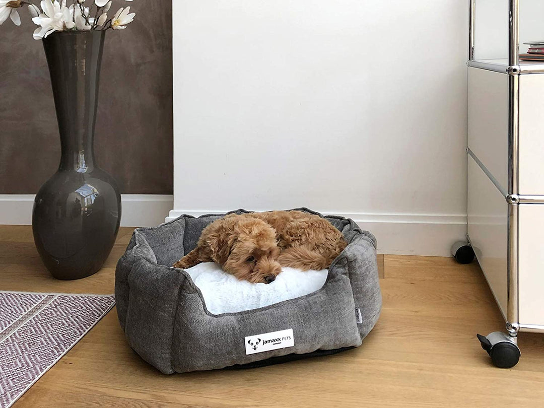 JAMAXX® Komfort Hundebett Hundekörbchen weich Hoher Rand, Wendekissen  Waschbar, Hundekorb flauschig Kuschelig Weich