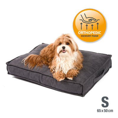 Premium Hundekissen, waschbar, orthopädische Füllung, Gr. S, grau