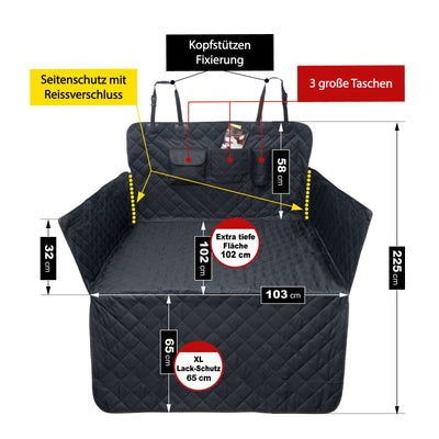 [PDSC3] - Auto - Kofferraum XXL Schondecke für SUV Kombi Extra-Lang 225cm Seitenschutz Hunde-Decke Wasserdicht
